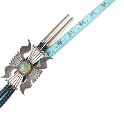 Teddy Draper Jr Navajo Large Ketoh sterling silver bolo tie Carico Lake turqoise