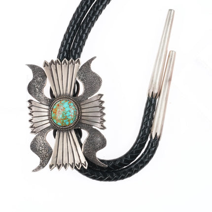 Teddy Draper Jr Navajo Large Ketoh sterling silver bolo tie Carico Lake turqoise