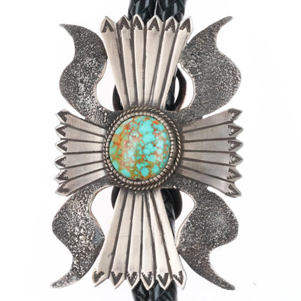 Teddy Draper Jr Navajo Large Ketoh sterling silver bolo tie Carico Lake turqoise