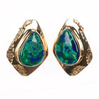 Large Herbert Taylor Navajo 14k gold Azurite/Malachite earrings