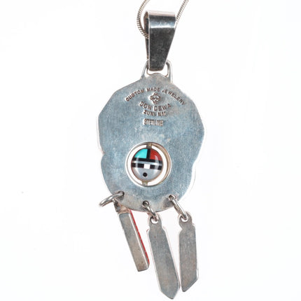Don Dewa Zuni spinner pendant turquoise/coral/sterling silver sunface