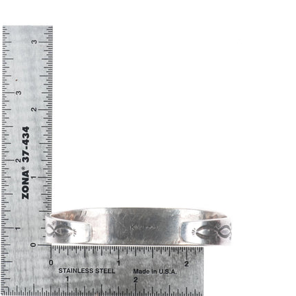 6.5" KM Navajo sterling silver hand stamped flat face cuff bracelet