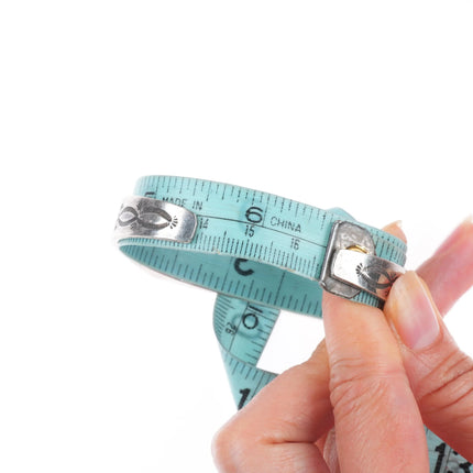 6.5" KM Navajo sterling silver hand stamped flat face cuff bracelet