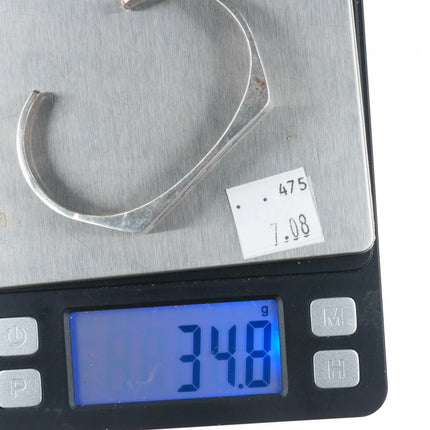 6.5" KM Navajo sterling silver hand stamped flat face cuff bracelet