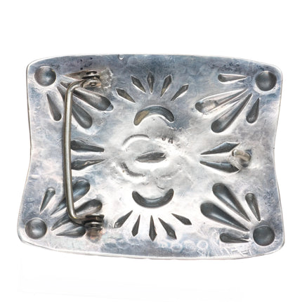 Big Jack Adakai Navajo Intricately stamped/repousse sterling silver belt buckle