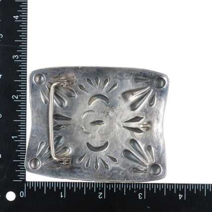 Big Jack Adakai Navajo Intricately stamped/repousse sterling silver belt buckle