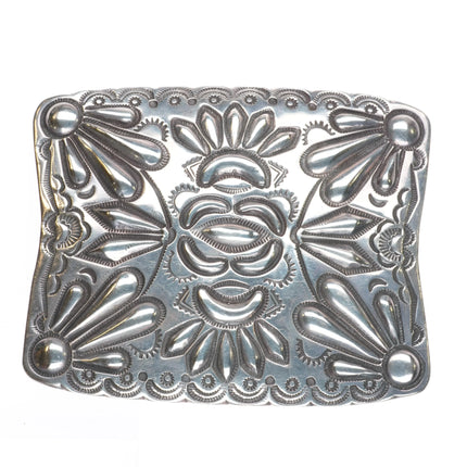 Big Jack Adakai Navajo Intricately stamped/repousse sterling silver belt buckle