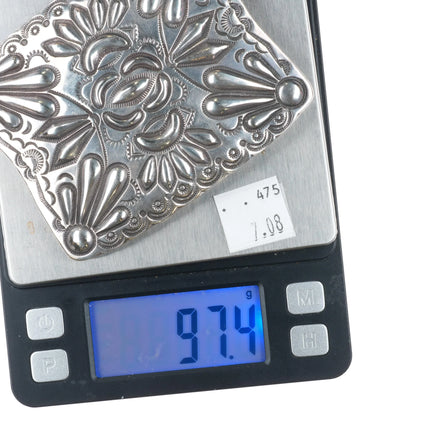 Big Jack Adakai Navajo Intricately stamped/repousse sterling silver belt buckle