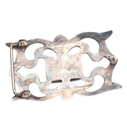 Nevada Turquoise vintage Navajo cast sterling silver belt buckle
