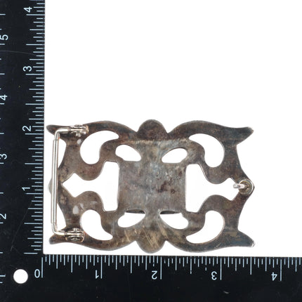 Nevada Turquoise vintage Navajo cast sterling silver belt buckle