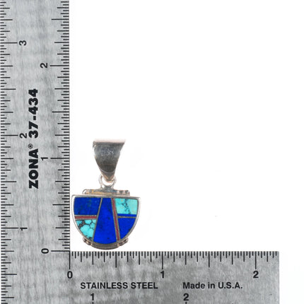 Ray Tracey Knifewing sterling silver, turquoise, lapis channel inlay pendant