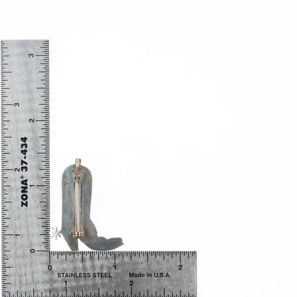 Robert Vandover Navajo sterling silver turquoise inlaid boot pendant/pin