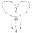 Queen/King Baby Maltese Cross Heart Crowned Rose Sterling Silver Rosary Necklace