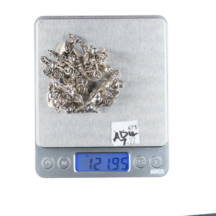 Queen/King Baby Maltese Cross Heart Crowned Rose Sterling Silver Rosary Necklace