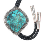 Huge John Delvin Navajo sterling silver bolo tie w/huge turquoise