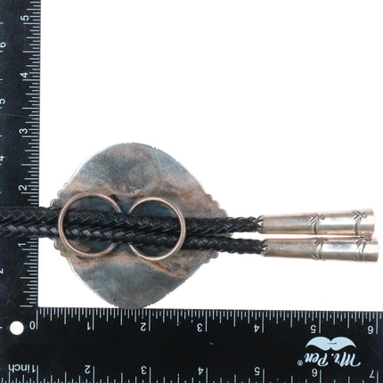 Huge John Delvin Navajo sterling silver bolo tie w/huge turquoise