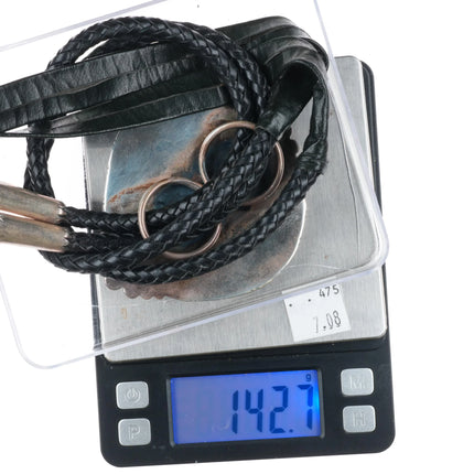 Huge John Delvin Navajo sterling silver bolo tie w/huge turquoise