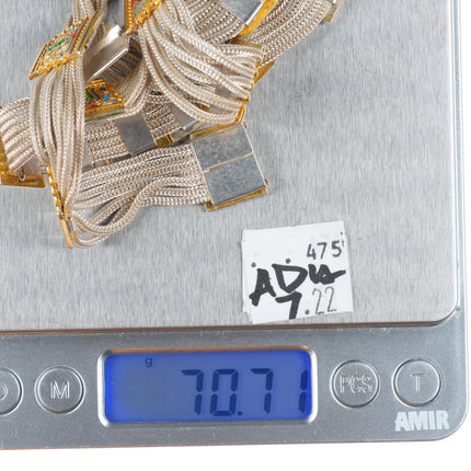 Vintage Turkish sterling silver multi-strand choker set gilt enamel