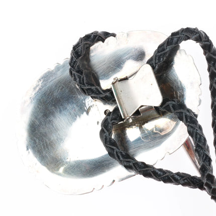 Vintage Virginia Quam Zuni sterling silver, cobblestone inlay bolo tie turquoise