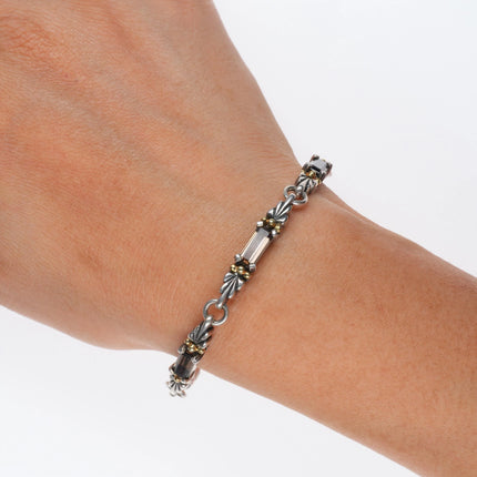 6.6" Lagos Caviar 18k gold/Sterling smoky quartz link bracelet