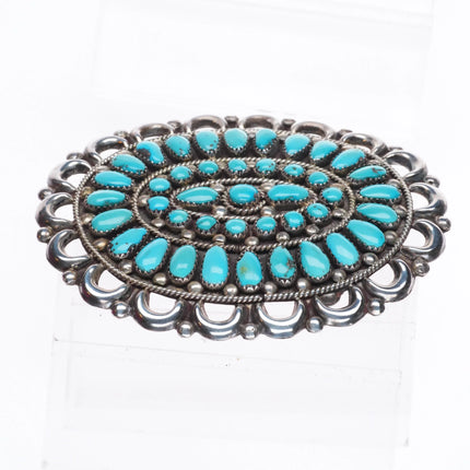 Fannie Weebothee Ondelacy Zuni sterling silver turquoise cluster belt buckle