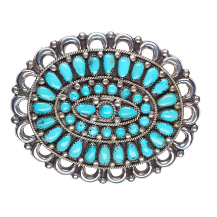 Fannie Weebothee Ondelacy Zuni sterling silver turquoise cluster belt buckle