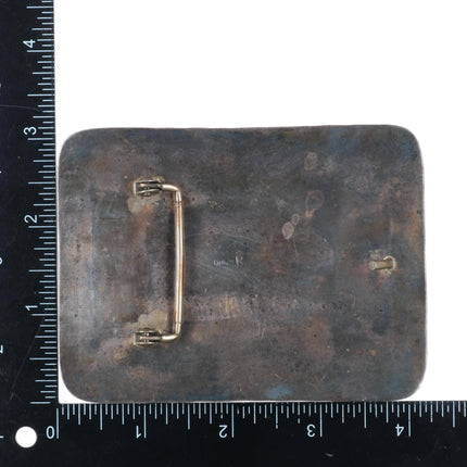 Large Roy Buck Navajo sterling silver multi-stone turquoise/shell belt buckle