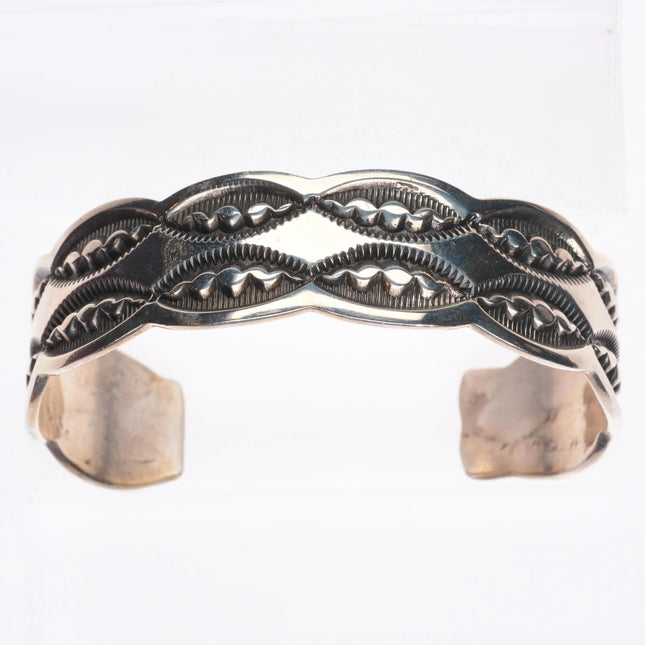 7.1" Marc Antia Apache Heavily stamped sterling silver cuff bracelet