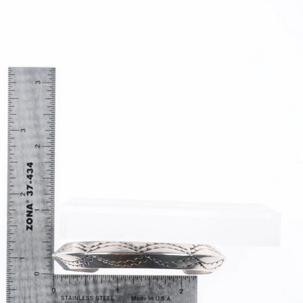 6.25" Vintage Navajo hand stamped carinated sterling silver cuff bracelet