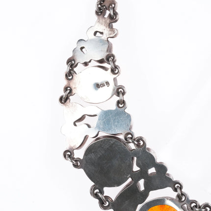 Jan Pomianowski Turquoise, baroque pearl, Butterscotch Amber sterling necklace