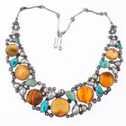 Jan Pomianowski Turquoise, baroque pearl, Butterscotch Amber sterling necklace