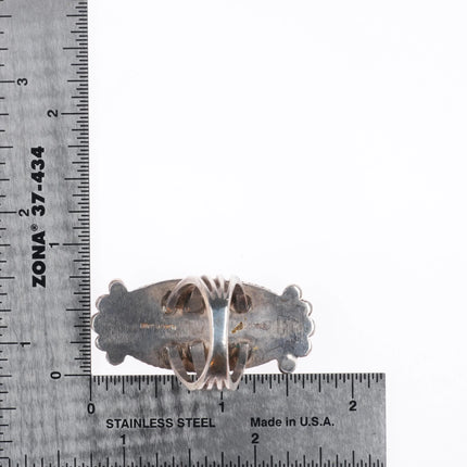 sz8 Harry Morgan Navajo sterling silver long ring w/ nice turquoise