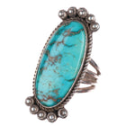 sz8 Harry Morgan Navajo sterling silver long ring w/ nice turquoise