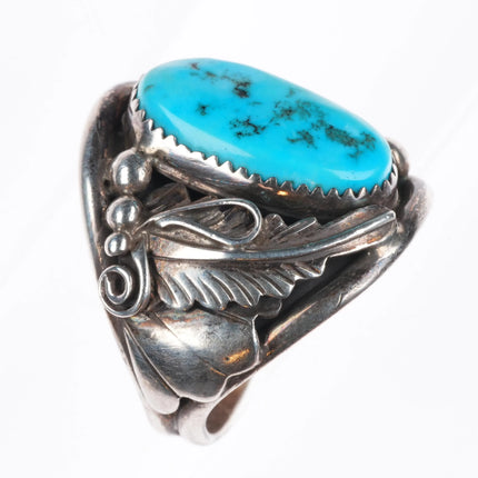 sz14 Vintage Richard Begay Navajo sterling silver Kingman turquoise men's ring
