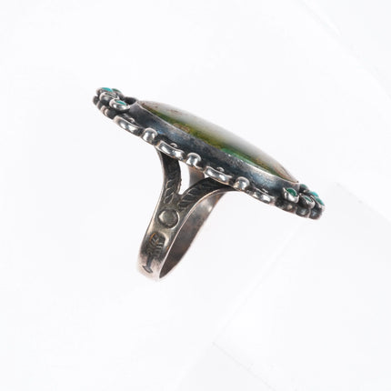 sz7 40's-50's Fred Harvey Cerrillos Turquoise sterling silver snake eye ring