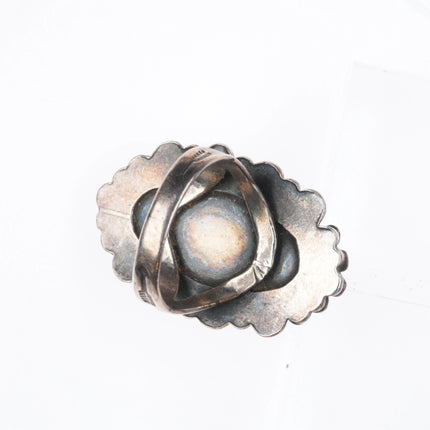 sz7 40's-50's Fred Harvey Cerrillos Turquoise sterling silver snake eye ring