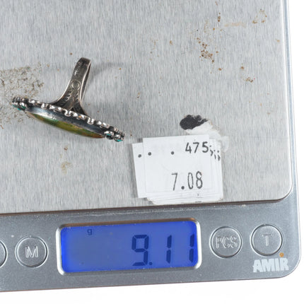 sz7 40's-50's Fred Harvey Cerrillos Turquoise sterling silver snake eye ring