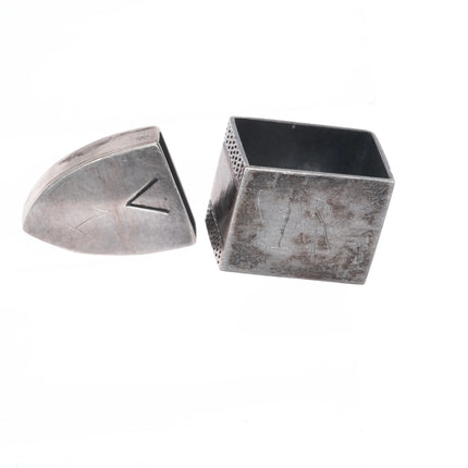 40's-50's Navajo hand stamped sterling silver 3/4" ranger belt buckle set