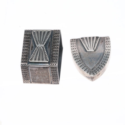 40's-50's Navajo hand stamped sterling silver 3/4" ranger belt buckle set