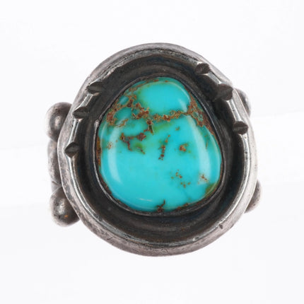 sz9 Vintage BW Navajo sterling silver Royston turquoise shadowbox ring
