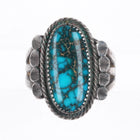 sz5 30's-40's Navajo Lone Mountain turquoise sterling silver ring stamped sides