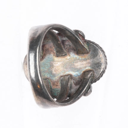 sz5 30's-40's Navajo Lone Mountain turquoise sterling silver ring stamped sides