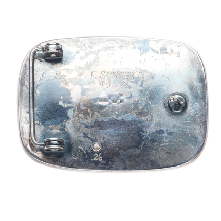 Diamond .26ct 14k gold/Sterling silver turquoise patriotic eagle belt buckle