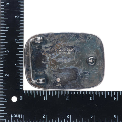 Diamond .26ct 14k gold/Sterling silver turquoise patriotic eagle belt buckle