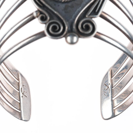 6.5" Leo Yazzie Navajo sterling silver high grade turquoise cuff bracelet