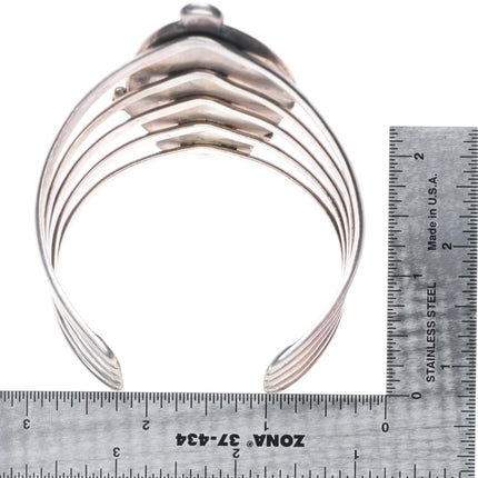 6.5" Leo Yazzie Navajo sterling silver high grade turquoise cuff bracelet