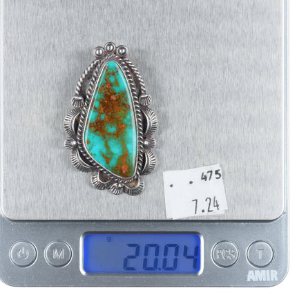 Vintage SES Navajo sterling silver Royston turquoise pendant/pin