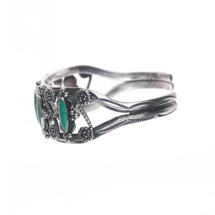 6.75" Vintage Navajo sterling silver fancy twisted wire carinated cuff bracelet