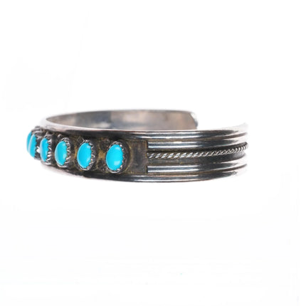 6.5" Paylee and Darlene Coonsis Zuni sterling silver turquoise row cuff bracelet