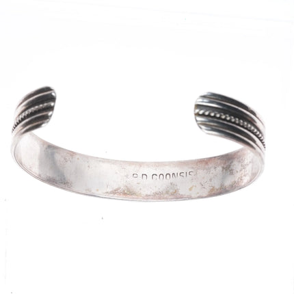 6.5" Paylee and Darlene Coonsis Zuni sterling silver turquoise row cuff bracelet